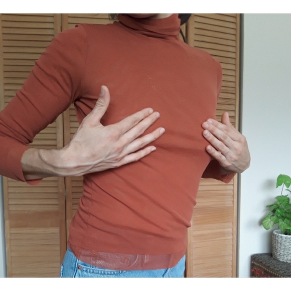 Burnt Orange Mesh Turtleneck - Picture 2 of 3